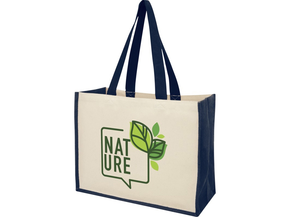 Сумка-тоут Varai для покупок из холщового хлопка и джута (плотность 320 г/м2), темно-синий-3