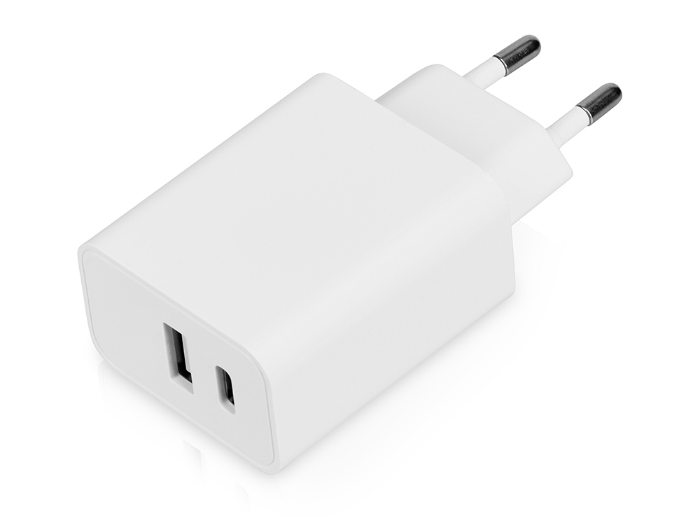 Сетевое зарядное устройство c выходами USB-A и USB-C Recharger, 10 Вт, белый-0