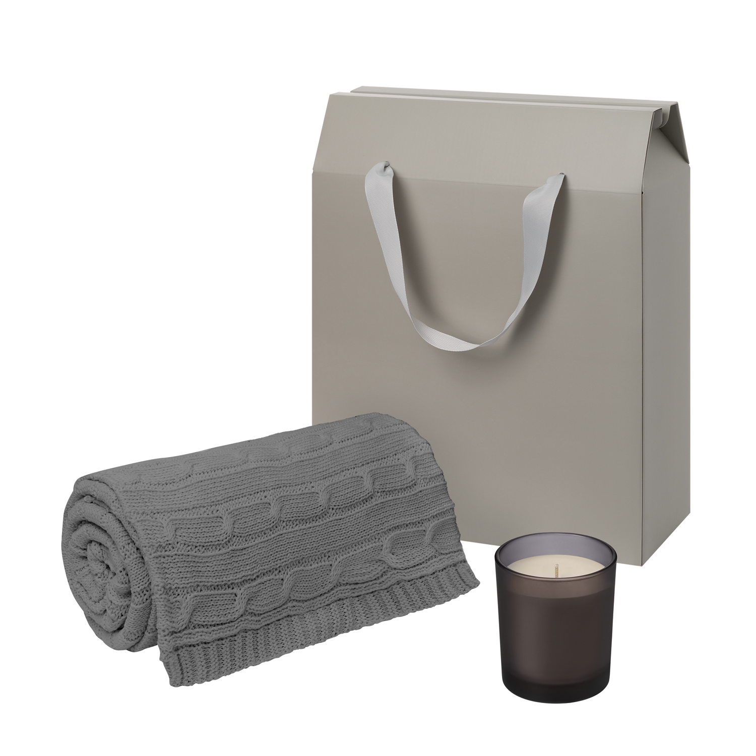 Подарочный набор Энигма (Enigma). Фадо (Fado), серый (свеча, плед)-0