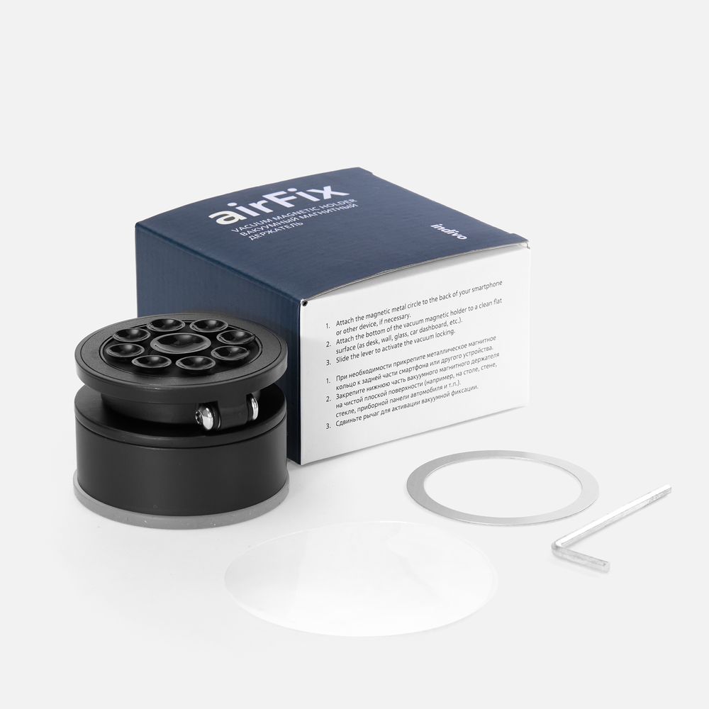 Вакуумный магнитный держатель airFix, черный с серым-4