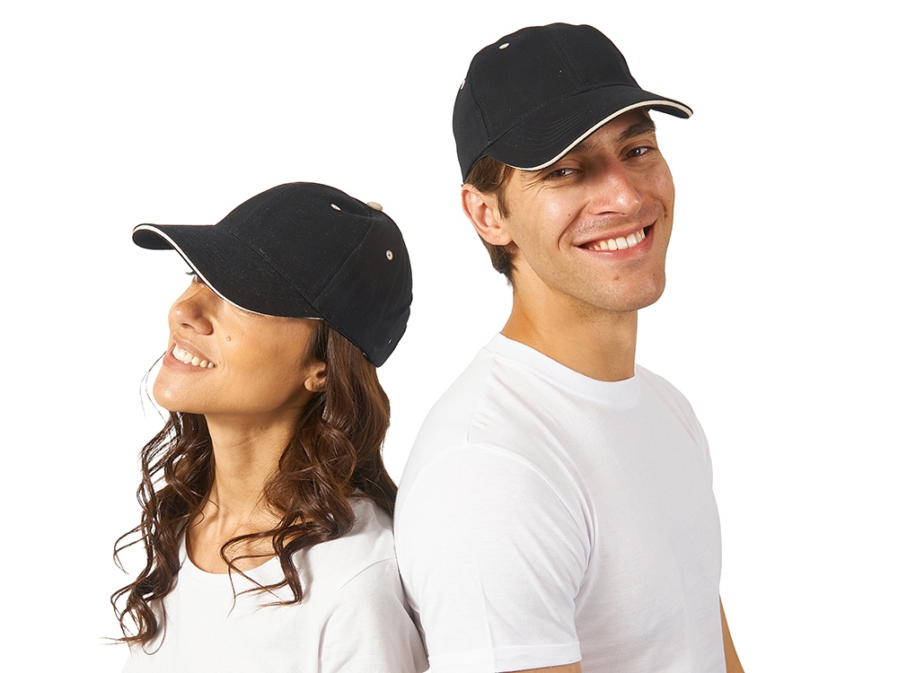 Бейсболка New Castle 6-ти панельная, черный/натуральный-0