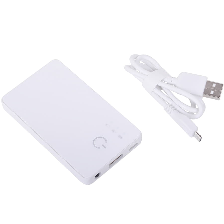 Универсальное зарядное устройство "Plain" (2800mAh) с фонариком, белый-2