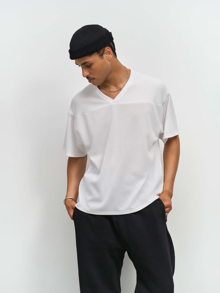 Футболка унисекс Nino с V-образным вырезом, белая-2