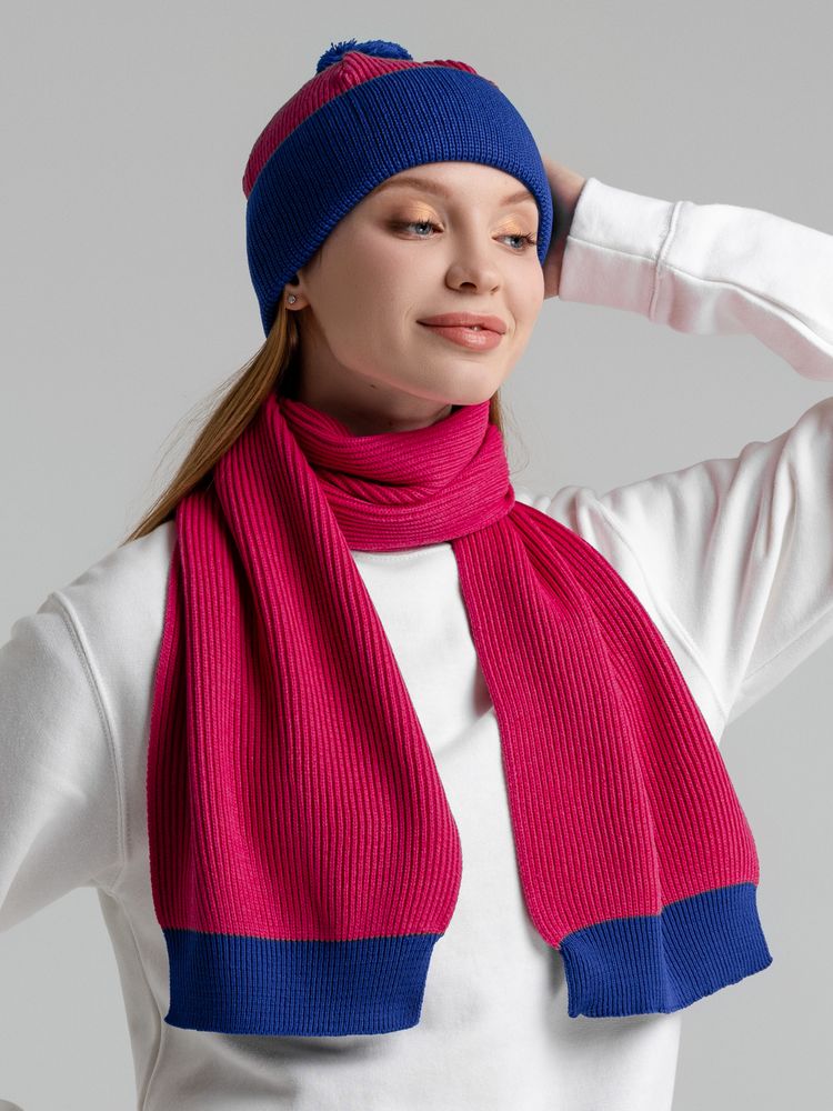 Шарф Snappy, фуксия с синим-3