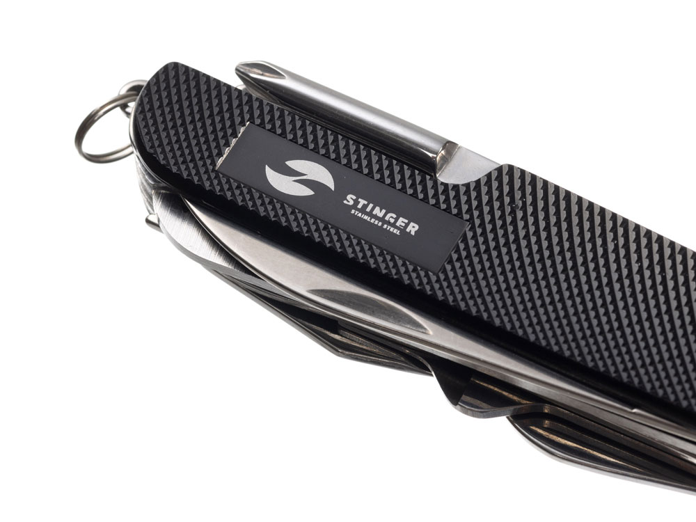 Нож перочинный Stinger, 89 мм, 15 функций, материал рукояти: алюминий (чёрный)-4