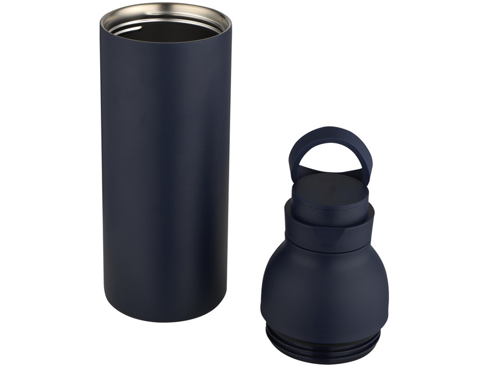 Illuminate бутылка для воды объемом 650 мл из переработанной нержавеющей стали RCS с двойными стенками и набором из 3 крышек - Синий Navy-4