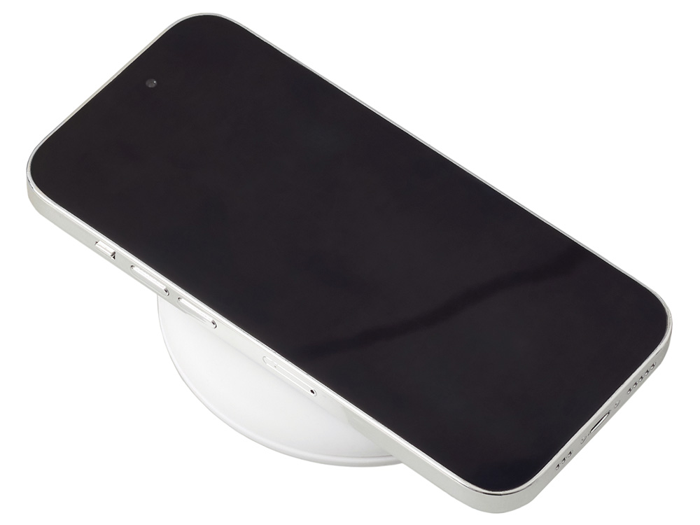 Беспроводное зарядное устройство со встроенным кабелем 2-в-1 Disc, белый-1