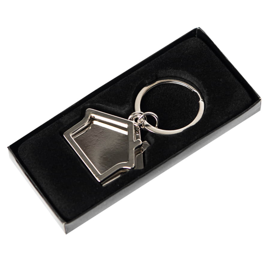 Брелок  "Домики", серебристый-3