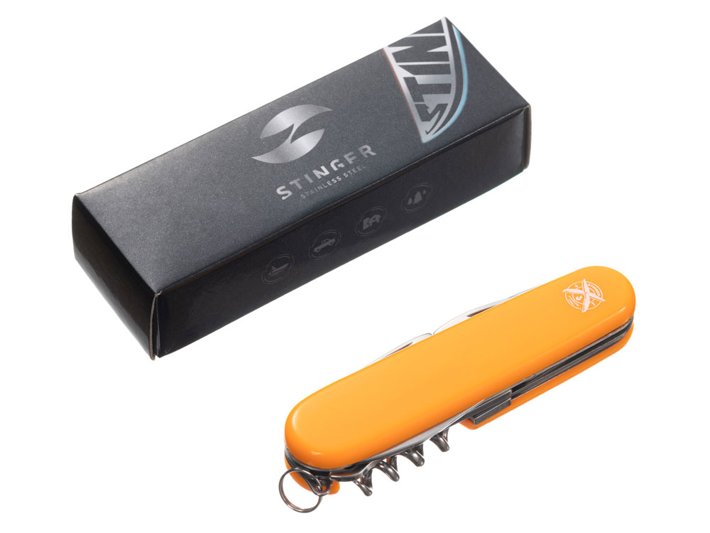 Нож перочинный Stinger, 90 мм, 13 функций, материал рукояти: АБС-пластик (оранжевый)-5