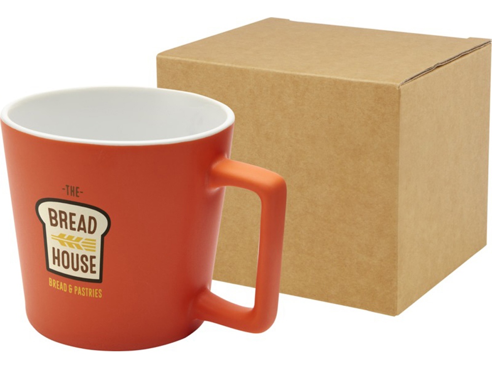 Cali Керамическая кружка объемом 370 мл с матовой отделкой - Оранжевый-5