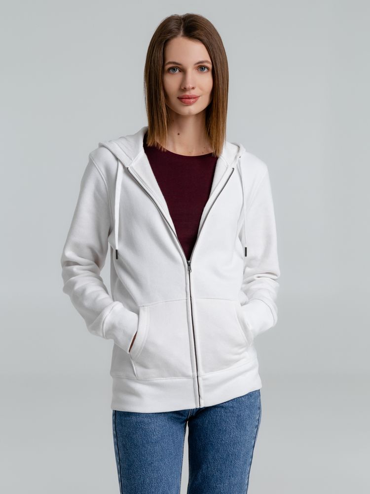 Толстовка на молнии с капюшоном унисекс King, белая-4