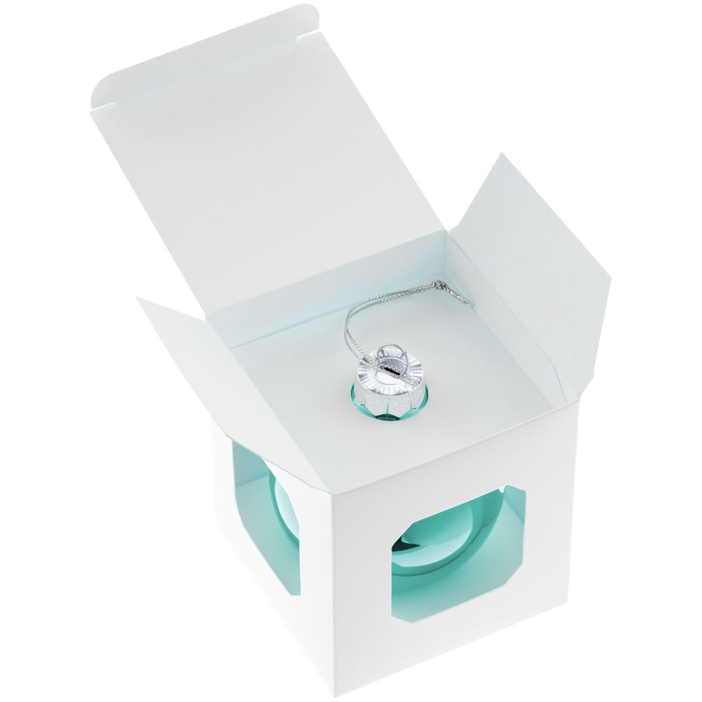 Елочный шар Finery Gloss, 8 см, глянцевый бирюзовый-1