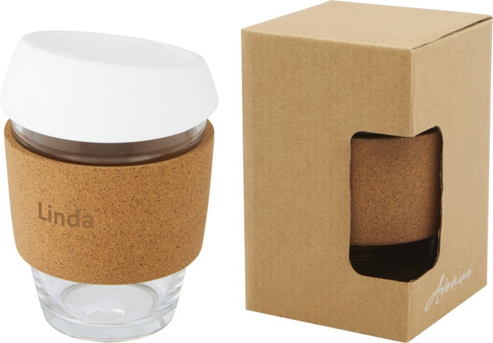 Lidan Кружка из объемом 360 мл с пробковым держателем и силиконовой крышкой, белый-7