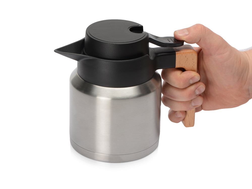 Кофепот с деревянной ручкой, 850 мл, серебристый-5