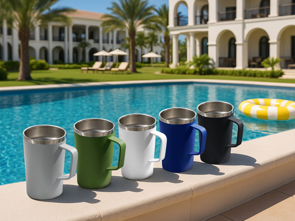 Стальная кружка с двойными стенками и порошковым покрытием Tibet, серый-5