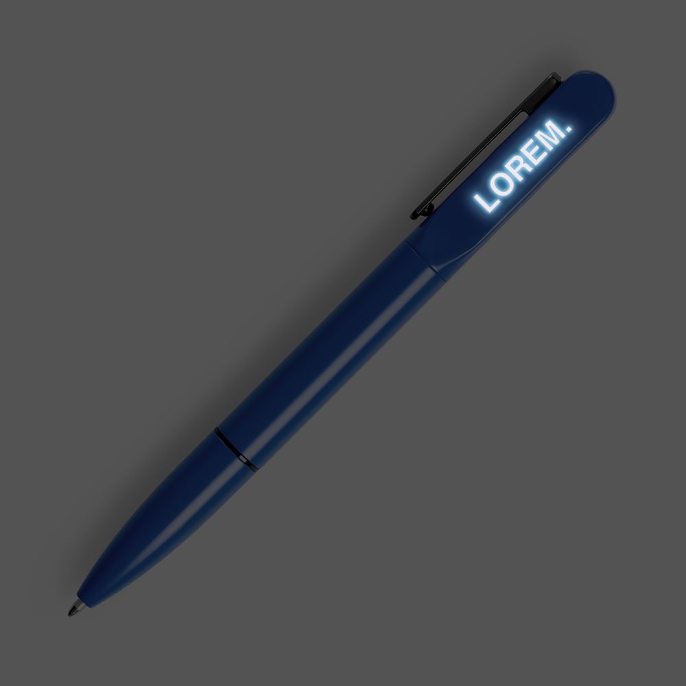 Ручка шариковая Lucenti с подсветкой логотипа, синяя-2