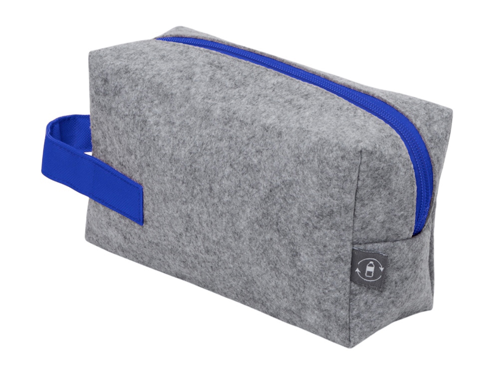 Органайзер для электроники и проводов Felt из RPET-фетра с ручкой, серый с синим-3