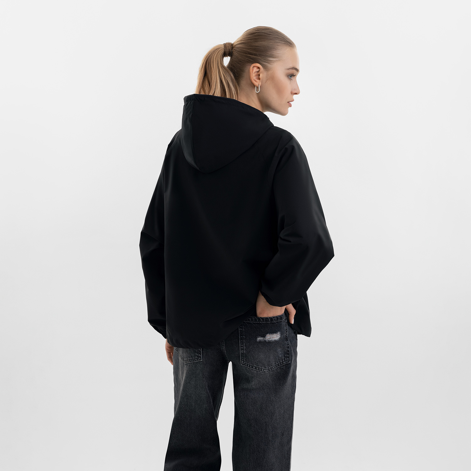 Ветровка (анорак) оверсайз унисекс RISSMAN, черная-7