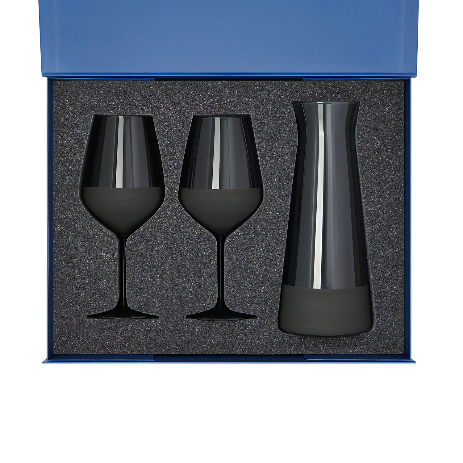Подарочный набор декантер + 2 бокала для вина Блэк Эдишн (Black Edition) в синей коробке-1