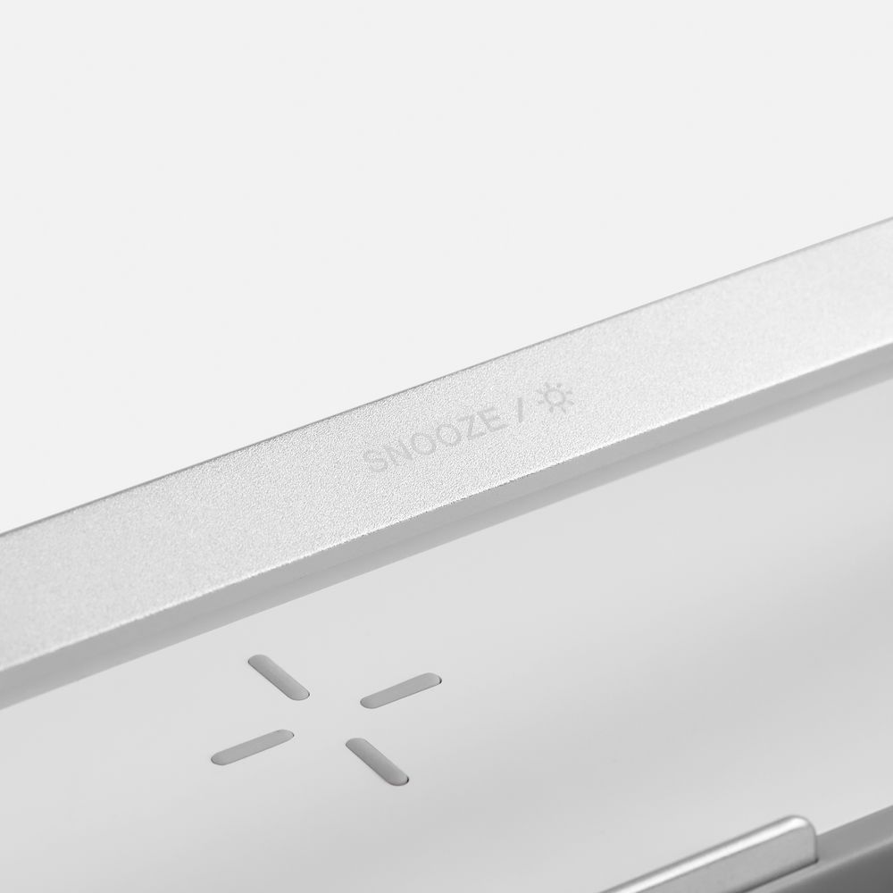 Колонка с часами и беспроводной зарядкой Veske ver.2, серая-4