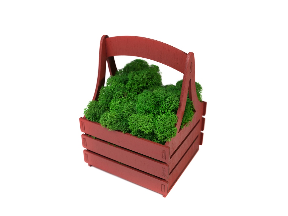 Композиция Корзинка со мхом, темно-красный-3