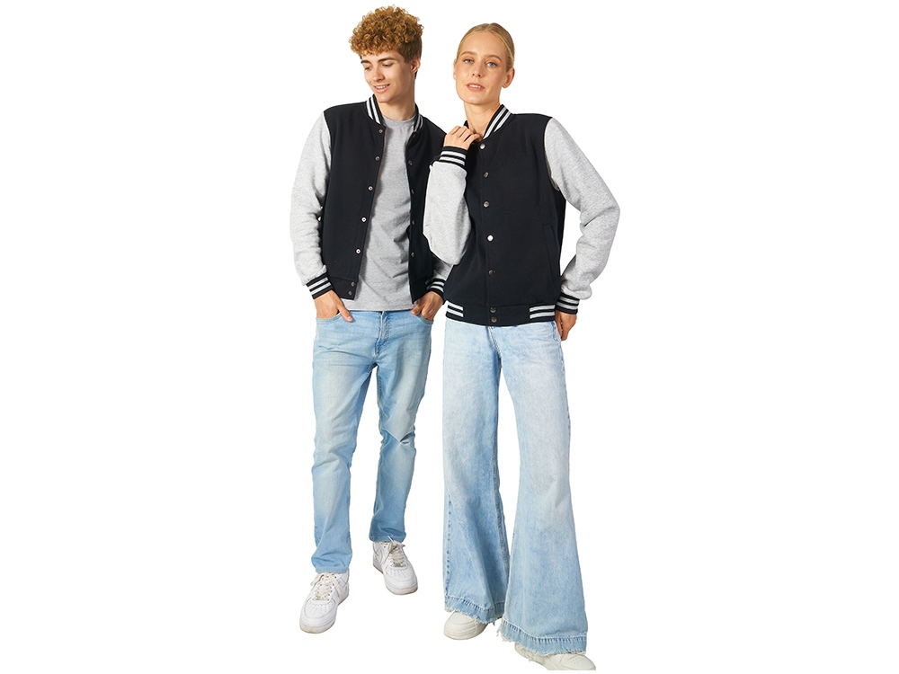 Бомбер Oxford, черный/серый меланж, унисекс-5