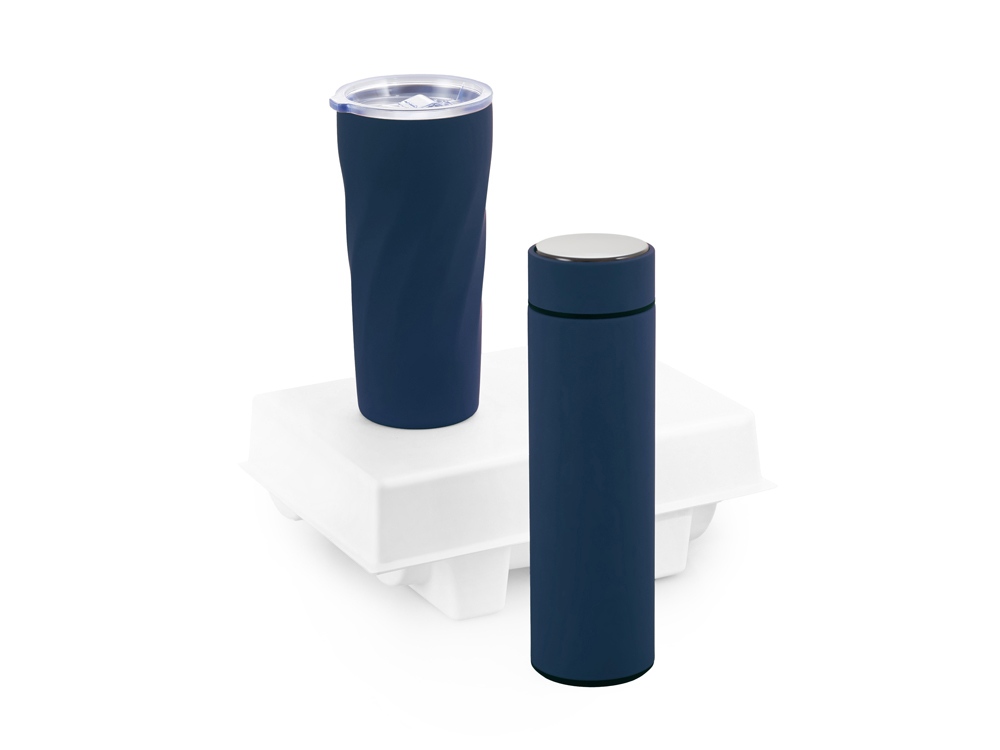 Подарочный набор FAMILY с термосом и термокружкой, темно-синий-0