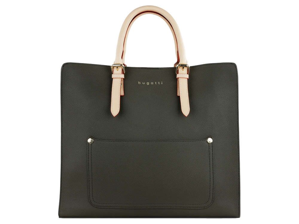 Сумка-шоппер BUGATTI Ella, оливковая, полиуретан, 37х12х31 см-1