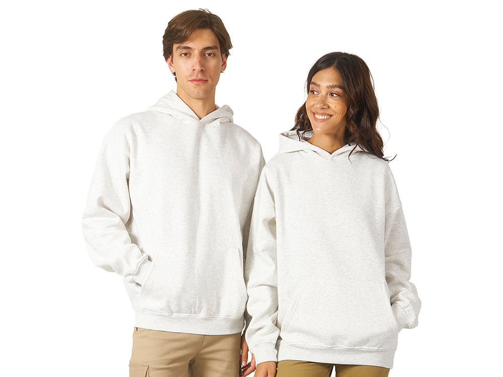 Толстовка с капюшоном оверсайз Berlin унисекс, белый меланж-0