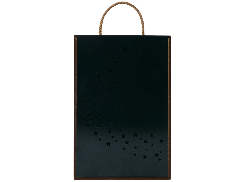 Подарочная коробка из фанеры Constellation 330х220х100 мм, фанера 6 мм, крышка на выдвижных пазах черная ЛХДФ 3 мм, бечевка-3