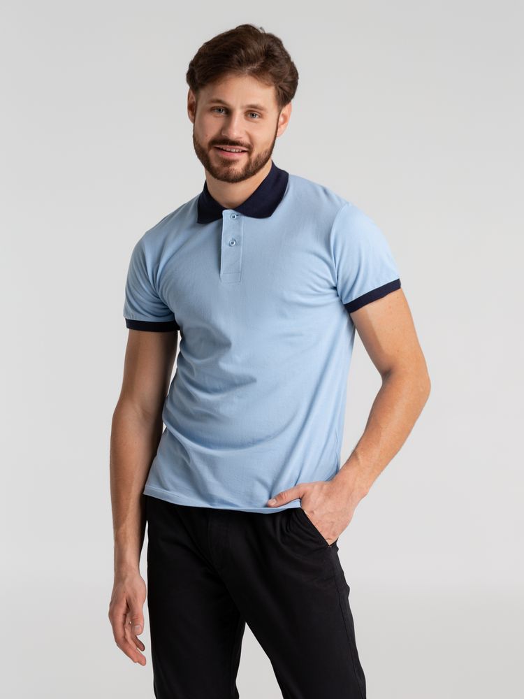 Рубашка поло Prince 190, голубая с темно-синим-3