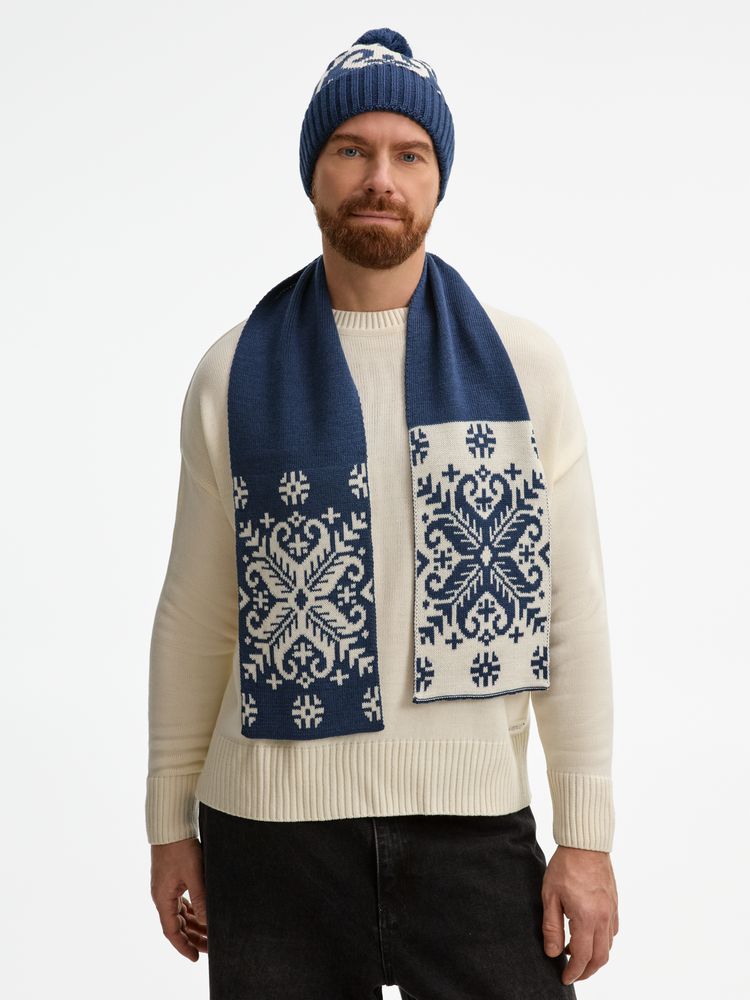 Шапка Wintertude, синяя с белым-4