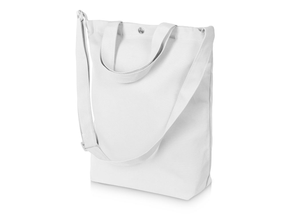 Сумка Helfer из хлопка на кнопке с регулирующейся лямкой, белый-1