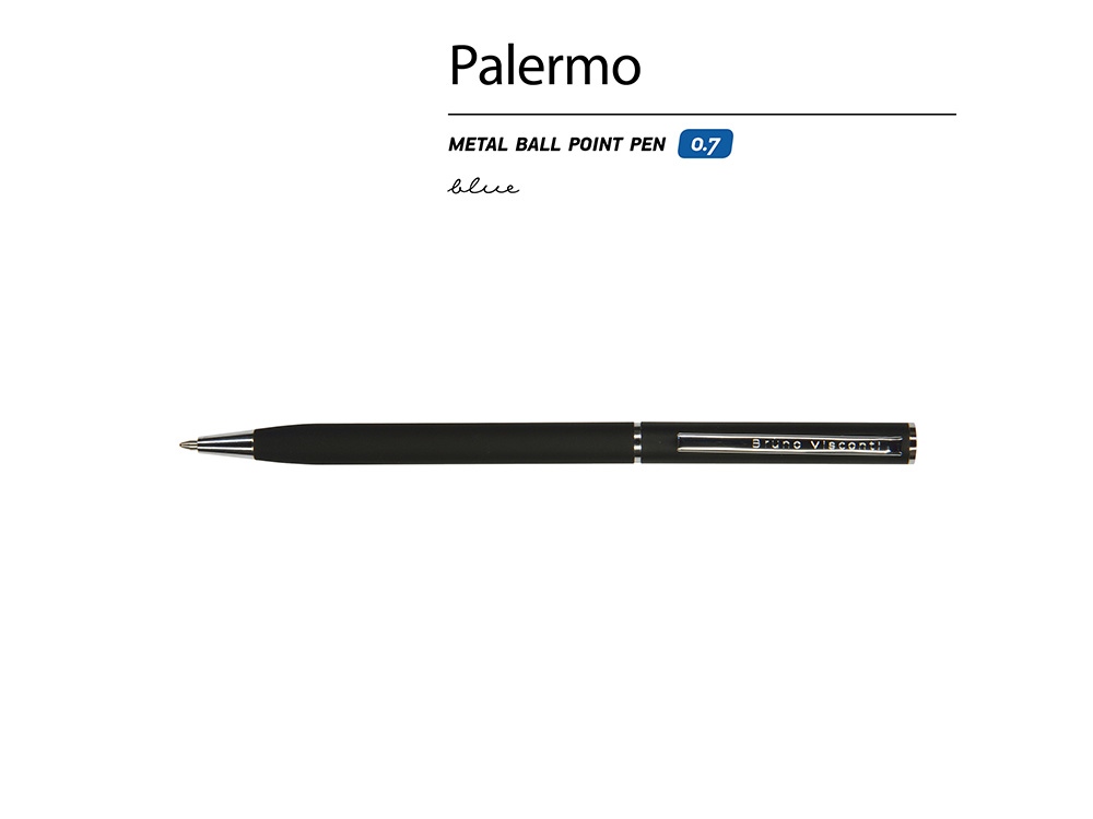 Ручка шариковая автоматическая BrunoVisconti® PALERMO цвет корпуса черный, soft-touch, 0.7 мм-1