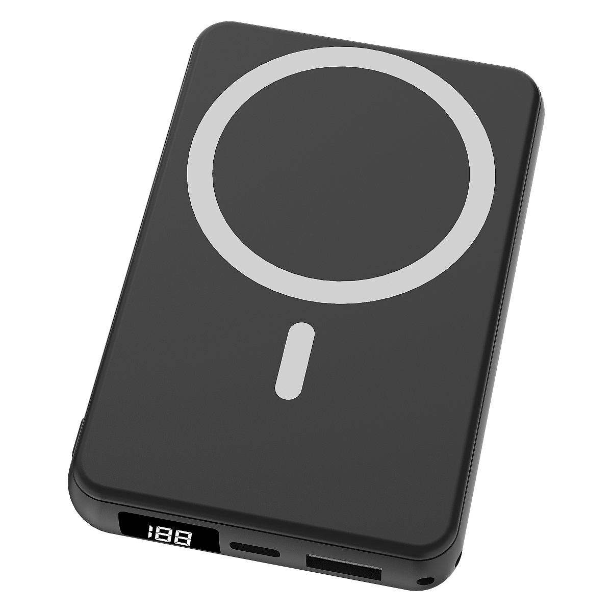 Магнитный внешний аккумулятор Quantum с беспроводной зарядкой (15W), Черный-3
