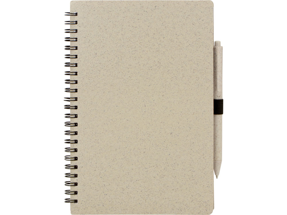 Блокнот А5 Toledo M, бежевый + ручка шариковая Pianta из пшеничной соломы, бежевый-5