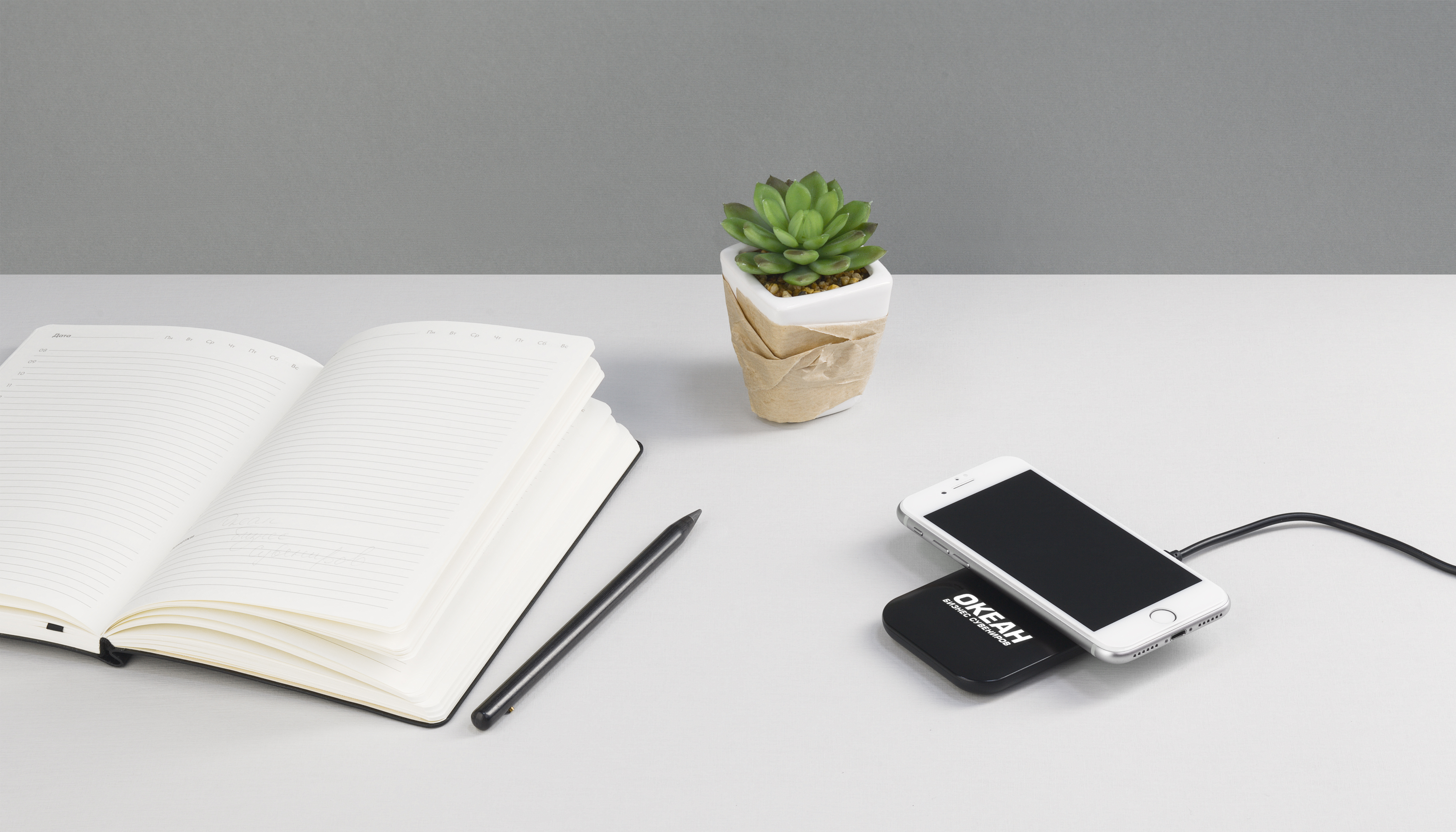 Настольное беспроводное зарядное устройство "Moonlight" c подсветкой логотипа-1