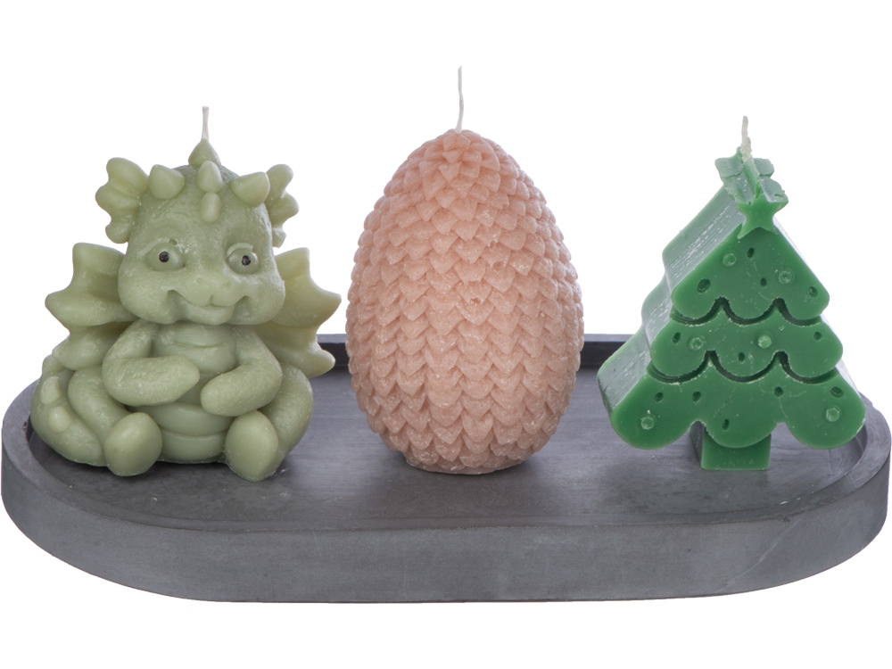 Свечи на подставке Дракон, яйцо дракона, елочка-1