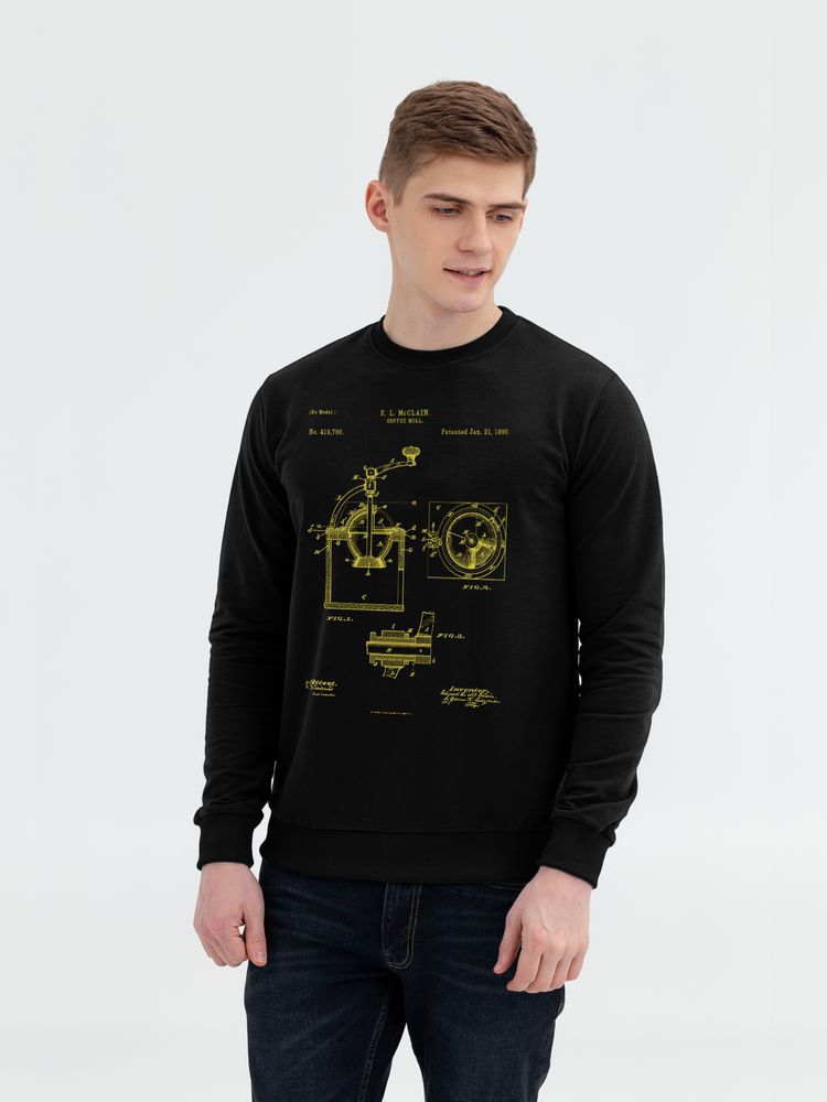 Свитшот Old Patents. Coffee Mill, черный-1