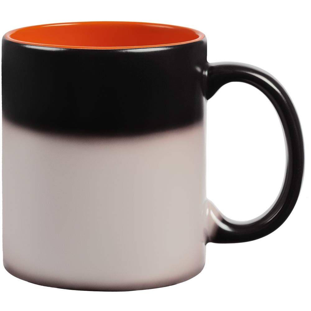 Кружка-хамелеон On Display, матовая, черная с оранжевым-2