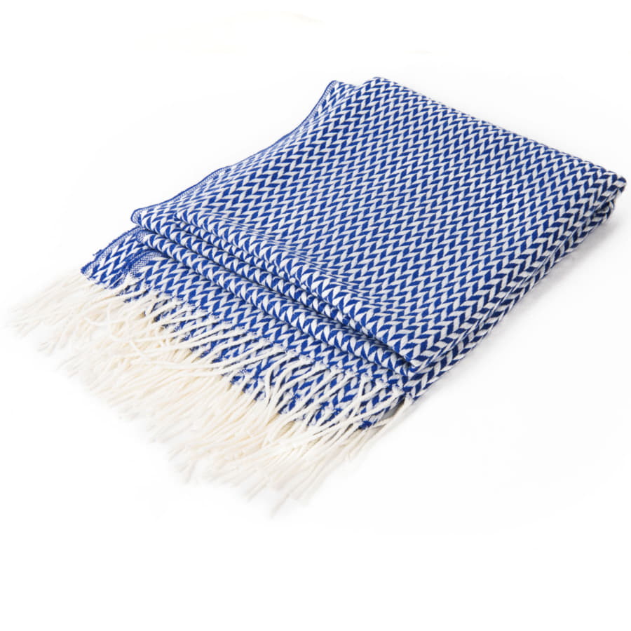 Плед VILLAGE, 130х150 см, акрил 220гр/м2, белый, синий-3