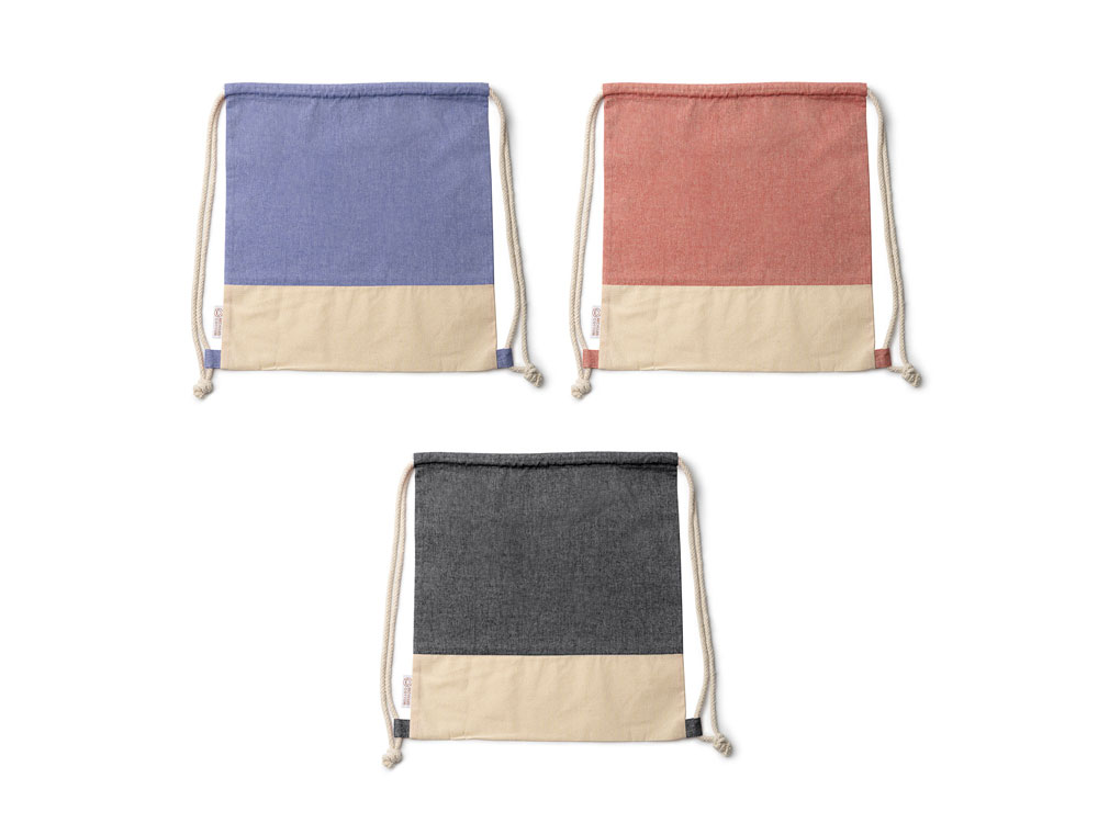 Рюкзак-мешок LUANDA из переработанного хлопка, натуральный/красный-3