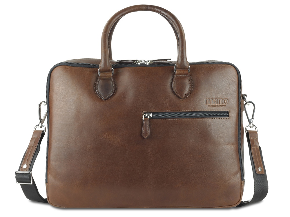 Сумка Mano Don Valentino, натуральная кожа в коричневом цвете, 41,5 х 31 х 10 см-0