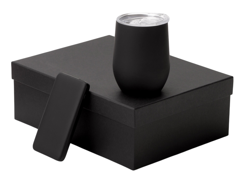 Подарочный набор с термокружкой и повербанком С2, 10000 mAh, черный-0