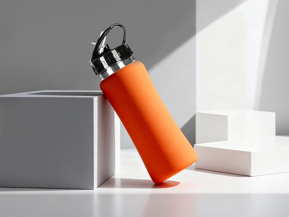 Бутылка для воды Bottle C1, сталь, soft touch, 600 мл, оранжевый-0