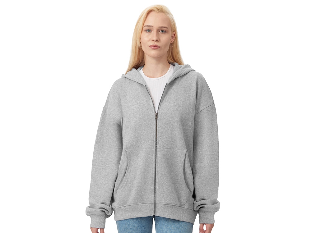 Толстовка оверсайз с капюшоном на молнии Monaco, серый меланж-2