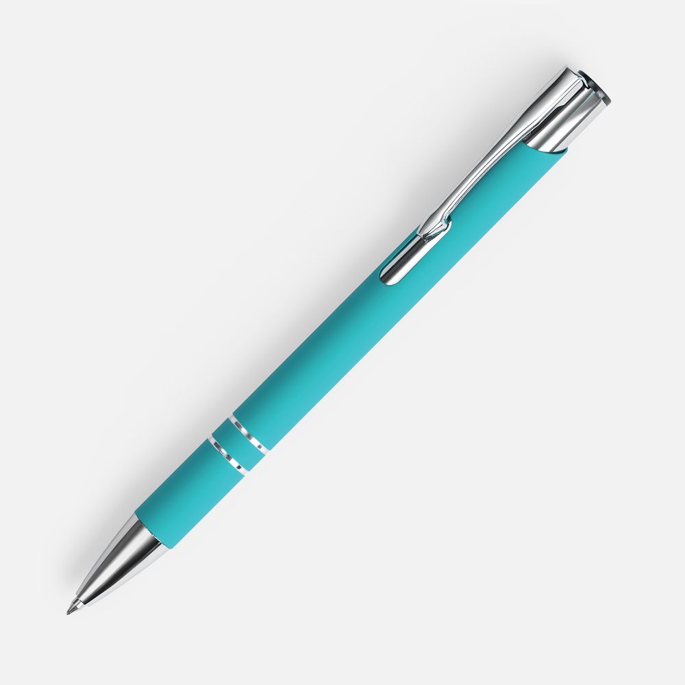 Ручка шариковая Keskus Soft Touch, бирюзовая-0