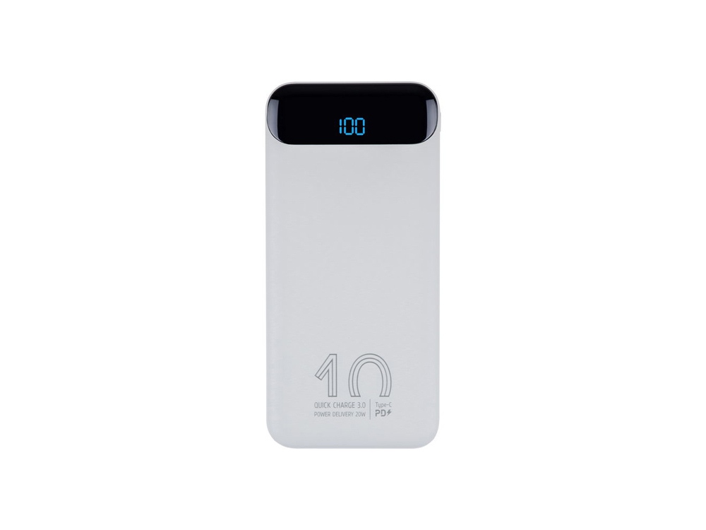 RIVACASE VA2540 (10 000mAh), QC/PD 20W внешний аккумулятор с дисплеем, белый 12/48-0