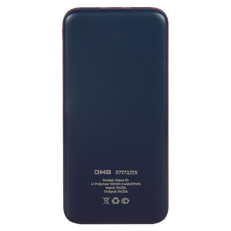 Универсальный аккумулятор Wave 10 (10000 мАч), синий, 14,9х6.7х1,6 см, синий-2