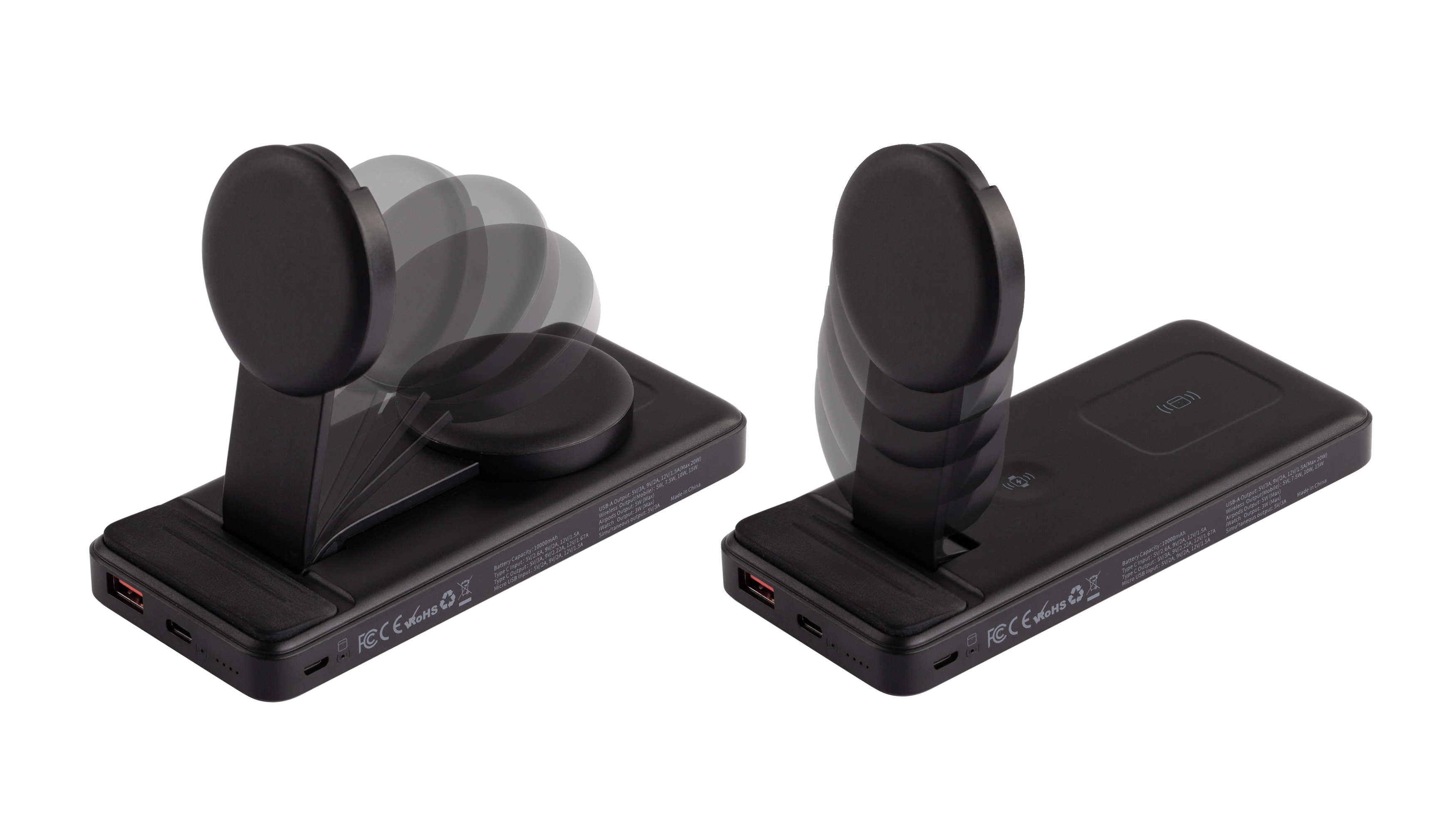 Беспроводная зарядная (20W/15W) станция-пауэрбэнк "Slider" 10000 mAh для смартфонов, наушников, часов, с подвижным зарядным блоком-1